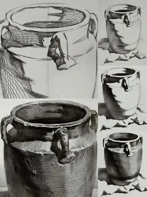 零基础素描  #素描静物  #罐子素描 #罐子素描  #素描黑罐