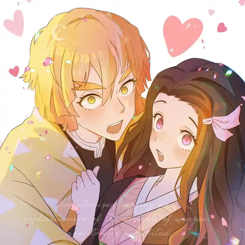 祢豆子和善逸情侣头像.两只小可爱撞个满怀 喂喂喂!你俩在干嘛 - 抖音