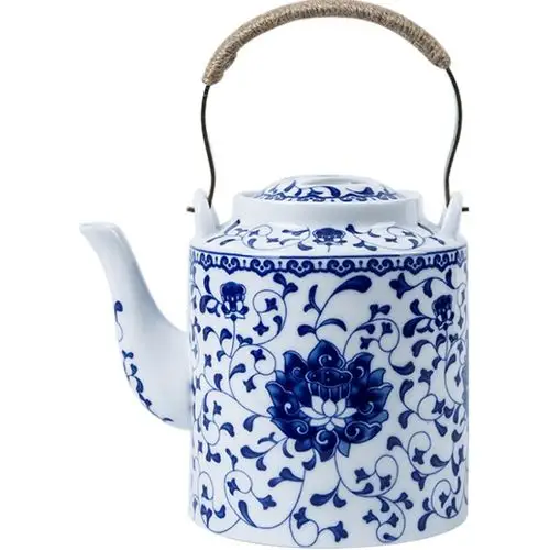 老式凉水壶大容量家用中式青花瓷大号冷水壶饭店用陶瓷提梁壶泡茶