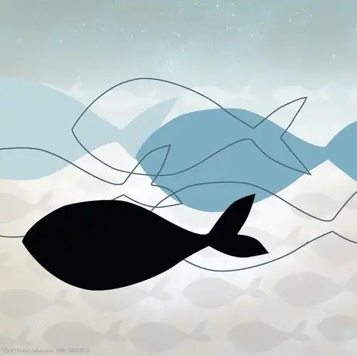 现代简约抽象线条鱼