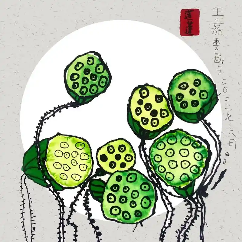 莲蓬幼儿中班作品