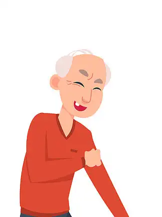 跳舞前辈.卡通爷爷挥动手脚,老人随着音乐而动.