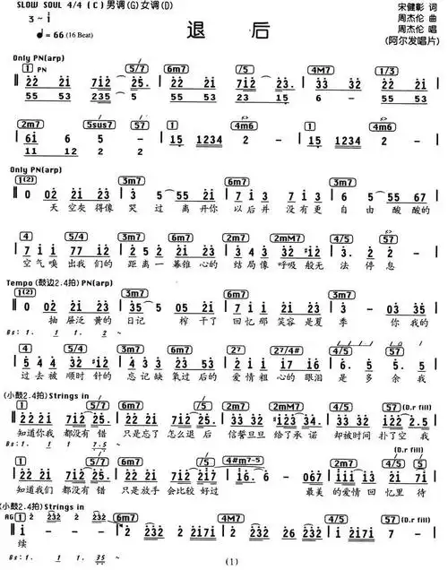 退后吉他谱-周杰伦-编配乐谱高清六线谱图片谱-99吉他谱网
