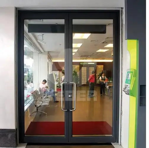 银行有框地弹门_手动地弹簧门_铝型材地弹门