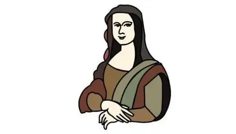 卡通简单蒙娜丽莎简笔画怎么画 q版涂色蒙娜丽莎简笔画带步骤画法