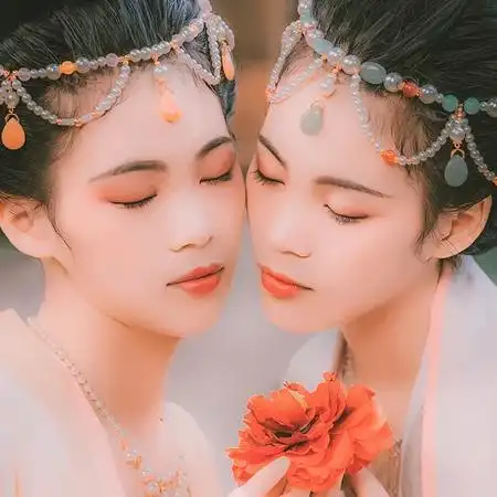 并蒂花闺蜜头像唯美古风真人头像