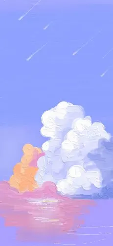 蓝色系油画壁纸