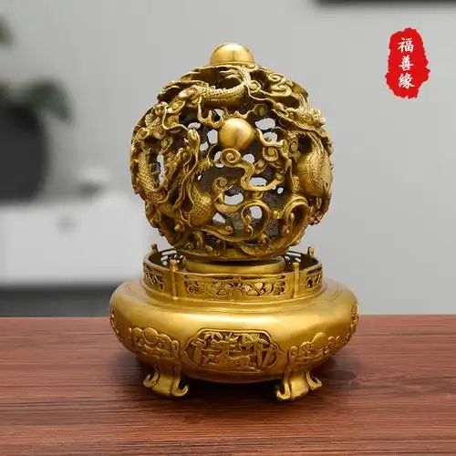 纯铜时来运转摆件扭转乾坤九转乾坤鼎九龙戏珠招财转运工艺品