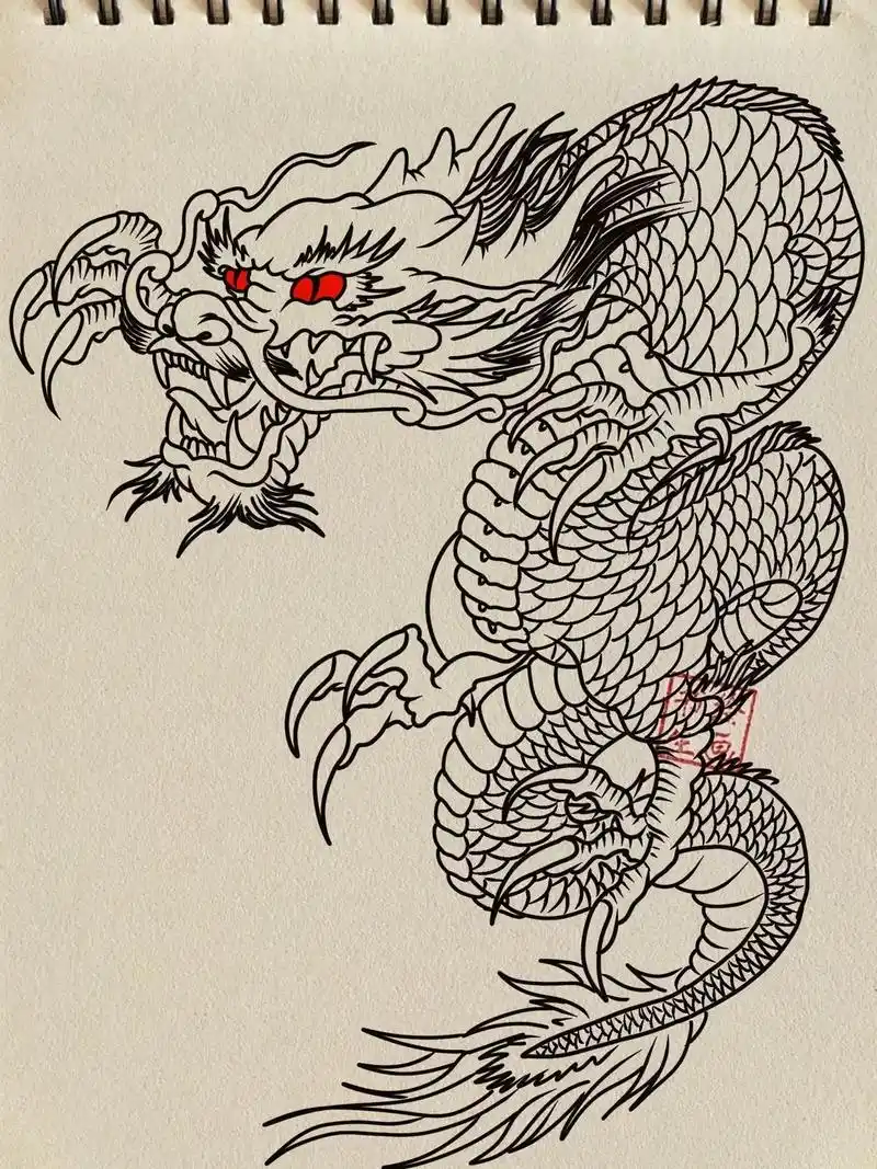 过肩龙详细教程#绘画过程图 - 抖音