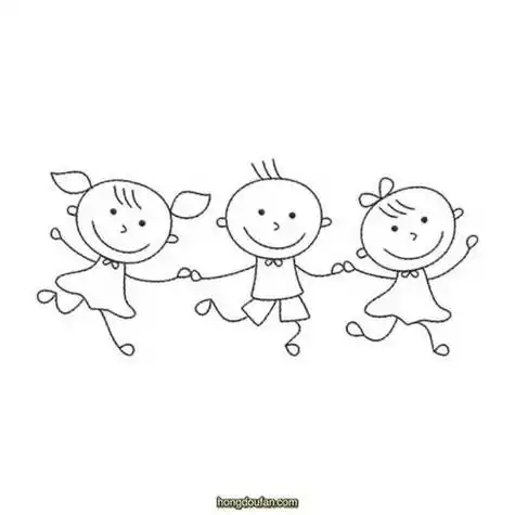 幼儿孩子手拉手简笔画