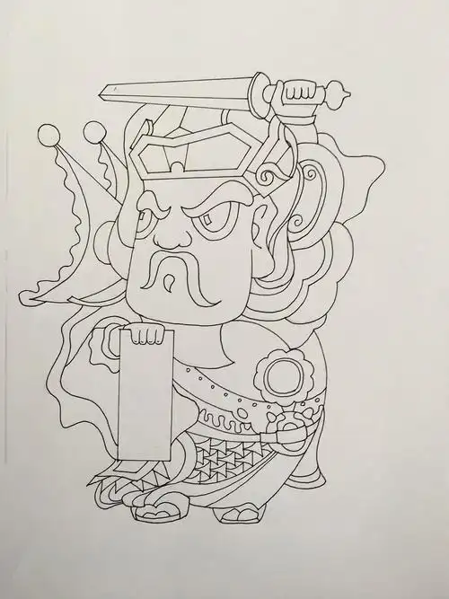 门神画简笔画 门神画简笔画彩色
