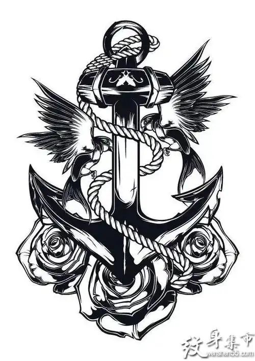 船舵船锚纹身船舵船锚纹身手稿船舵船锚纹身手稿图案