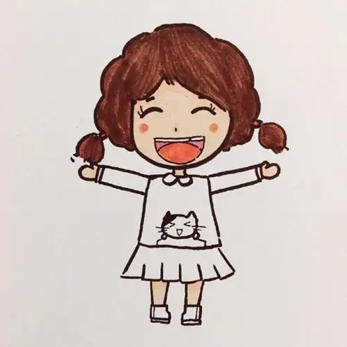 开怀大笑女生简笔画教程