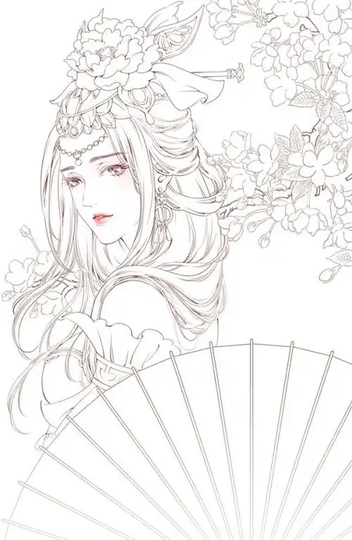 古风高清动漫线稿手绘人物漫画绘画上色插画临摹素材10