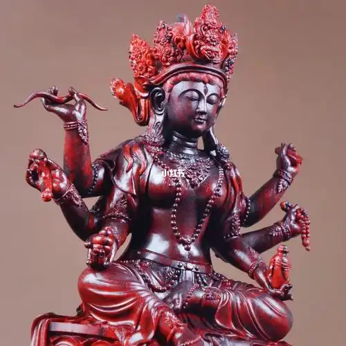 手作|六臂观音|印度小叶紫檀整料精雕_手工制作_小叶紫檀_我的手工