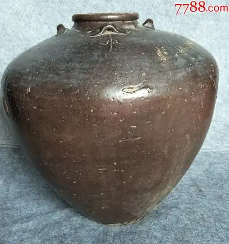 明清老陶瓷器皿-清代四系酒坛-有个古字款--高25厘米_价格899元_第1张