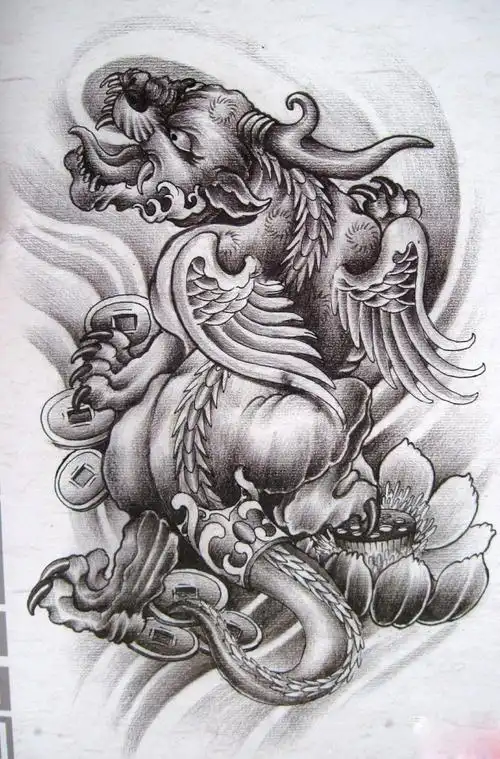 貔貅纹身图案及手稿素材_泉州晋江纹身店哪里最好_纹身价格大概貔貅