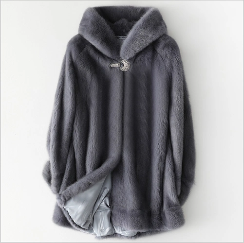 整貂大衣100%真貂海宁皮草连帽貂皮大衣女士2020冬季新款皮草外套
