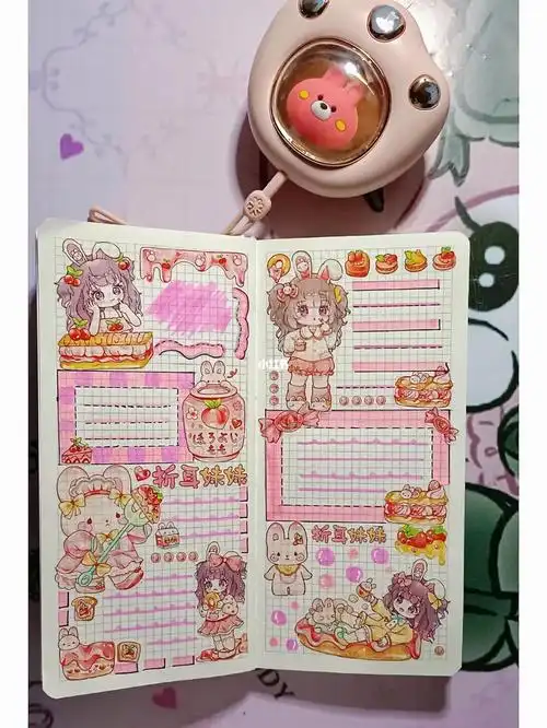 是折耳妹妹小吃货1和2哦～粉粉嫩嫩少女心爆棚～#给你看看我的手帐吧