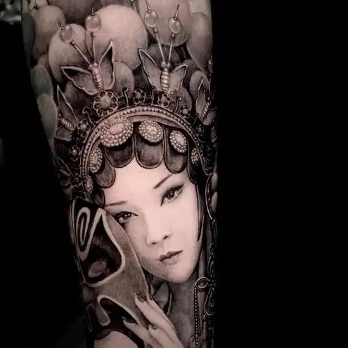 花旦这条花臂历经三年终于是完_纹身吧社区 - 纹身大咖