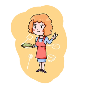 卡通妈妈大厨做饭png透明底