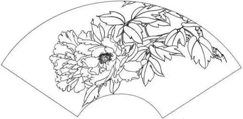 书画-国画学习素材:国画白描扇面花鸟作品