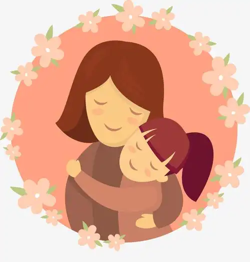 母亲节相拥的母女插画