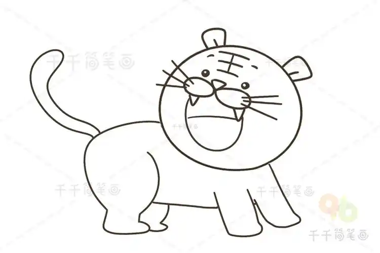 小老虎涂色画tiger coloring page_幼儿园小班涂色画简笔画