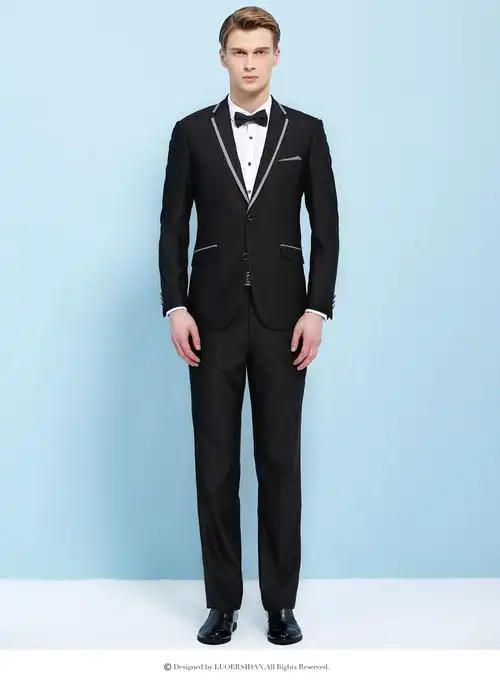 洛尔斯丹西服套装男士韩版修身结婚礼服套装 新郎西服 主持人西装