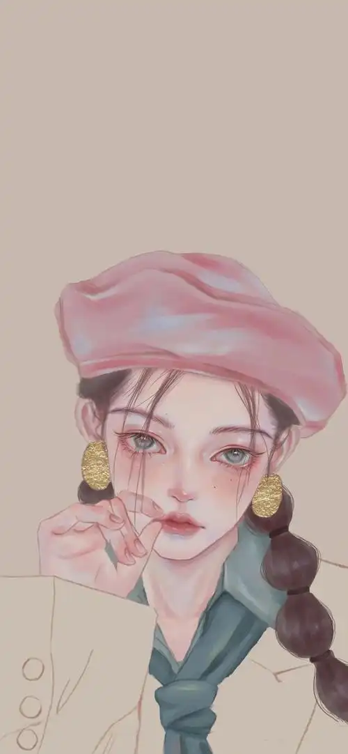 手绘女生壁纸简约唯美