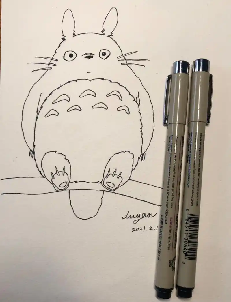 简笔画 | 宫崎骏～龙猫3 用到的工具00:马克笔,辉柏嘉48色油性彩铅