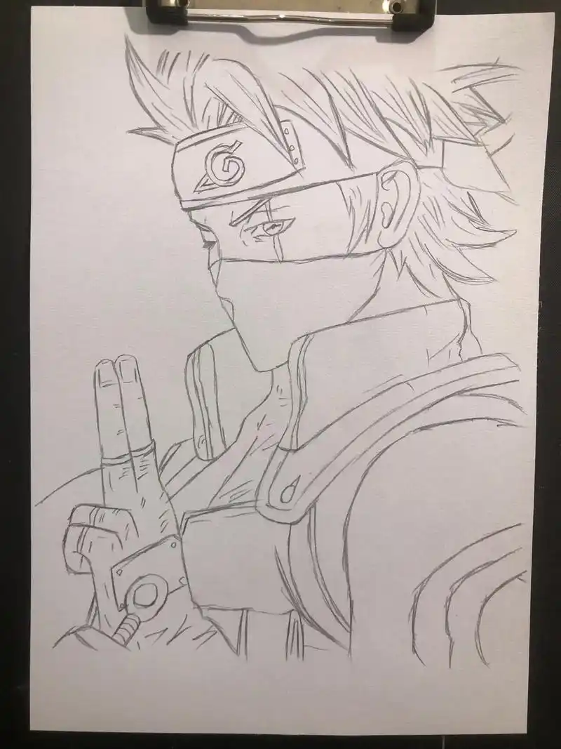 手绘 素描 火影忍者 卡卡西#零基础学画画 #画渣本渣 #每 - 抖音