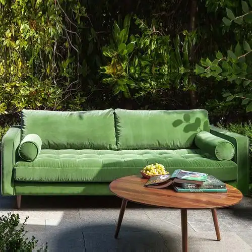绒布沙发 北欧风格乳胶布艺沙发小户型单三人简约现代 墨绿色沙发