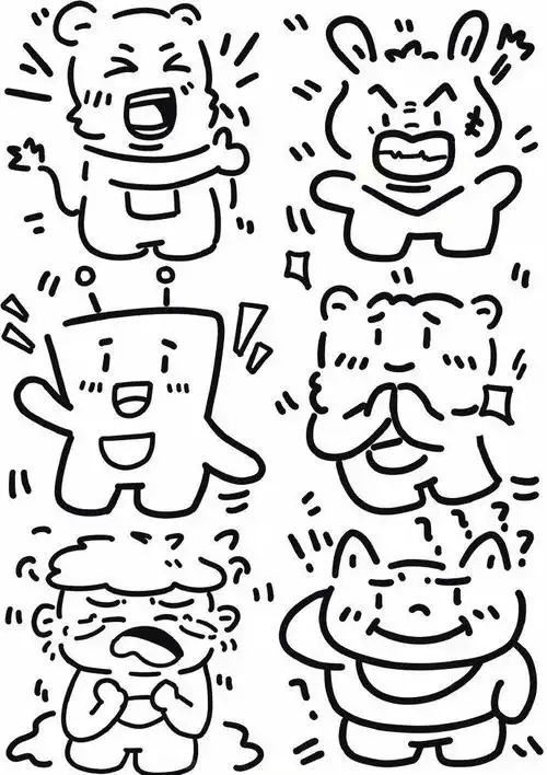 可爱的涂鸦简笔画素材cr齐齐的绘画