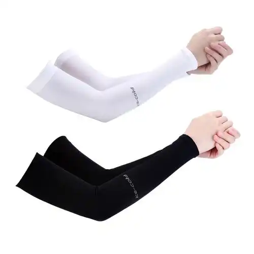 冰袖防晒袖套冰丝手袖女男手套夏季手袖护臂黑色开车骑行