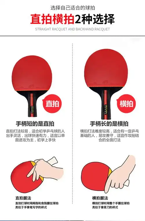 mathderay ·乒乓球拍一对耐打五星乒乓球拍套装横拍直拍训练双面反胶