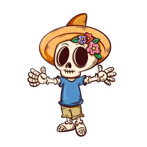 13款墨西哥亡灵节卡通骷髅插图psd模板