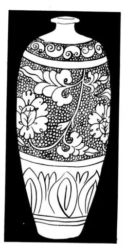 手绘黑白陶瓷花瓶