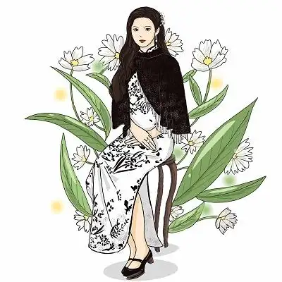 卡通气质旗袍中国风美丽女子女人插画素材