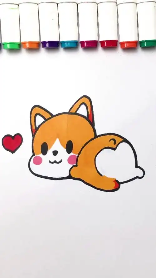 #简笔画#柯基简笔画,你说我可爱不可爱