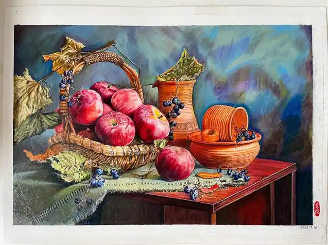 100幅彩铅画75超写实生活静物