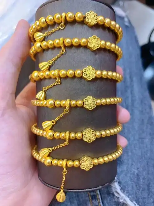 转运珠莲蓬手串 深圳水贝黄金珠宝古法传承999足金六相花手链 新款 -