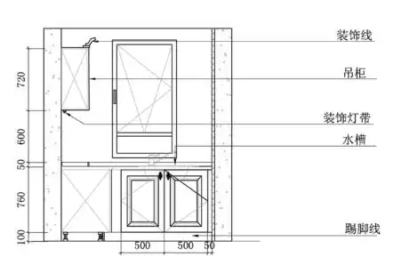l型厨房b立面图