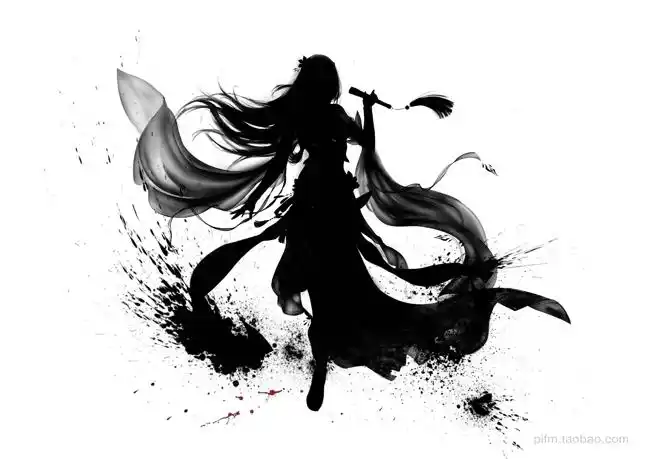 武侠仙侠侠客游戏人物形象剪影古风黑白水墨国风场景png透明免抠设计