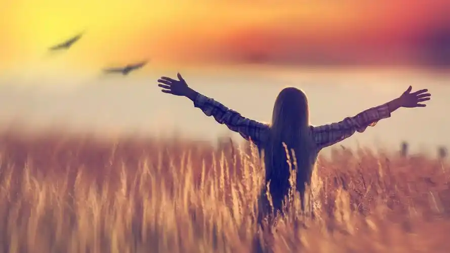 非主流,女孩,背影,唯美,张开双臂拥抱未来壁纸