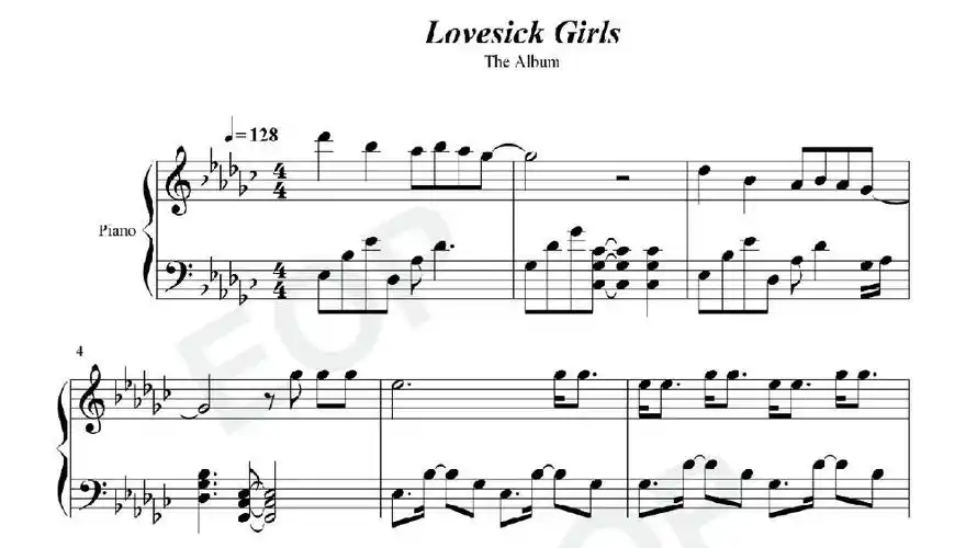 钢琴谱:blackpink《lovesick girls》