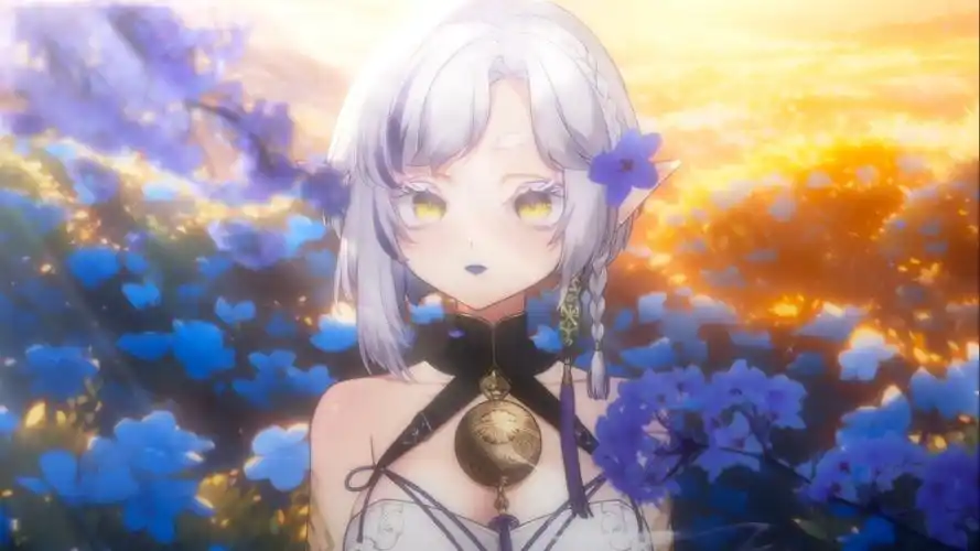 【壁纸自用】花田 白皮 短发 露肩铃铛 阳光 倒放可循环