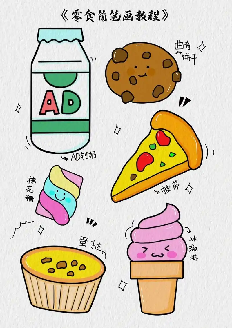 跟我一起画好吃又简单的零食简笔画吧#儿童简笔 - 抖音