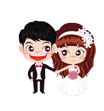卡通新郎新娘