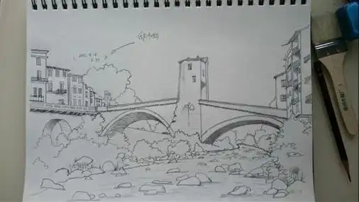 铅笔画风景适合新手的素描风景画 strong>风景画铅笔画 /strong>图片